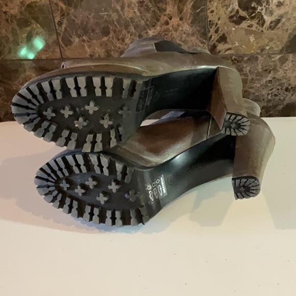 All Saints Leather Platform Chelsea Peep Toe Booties SZ 38 - Picture 6 of 6